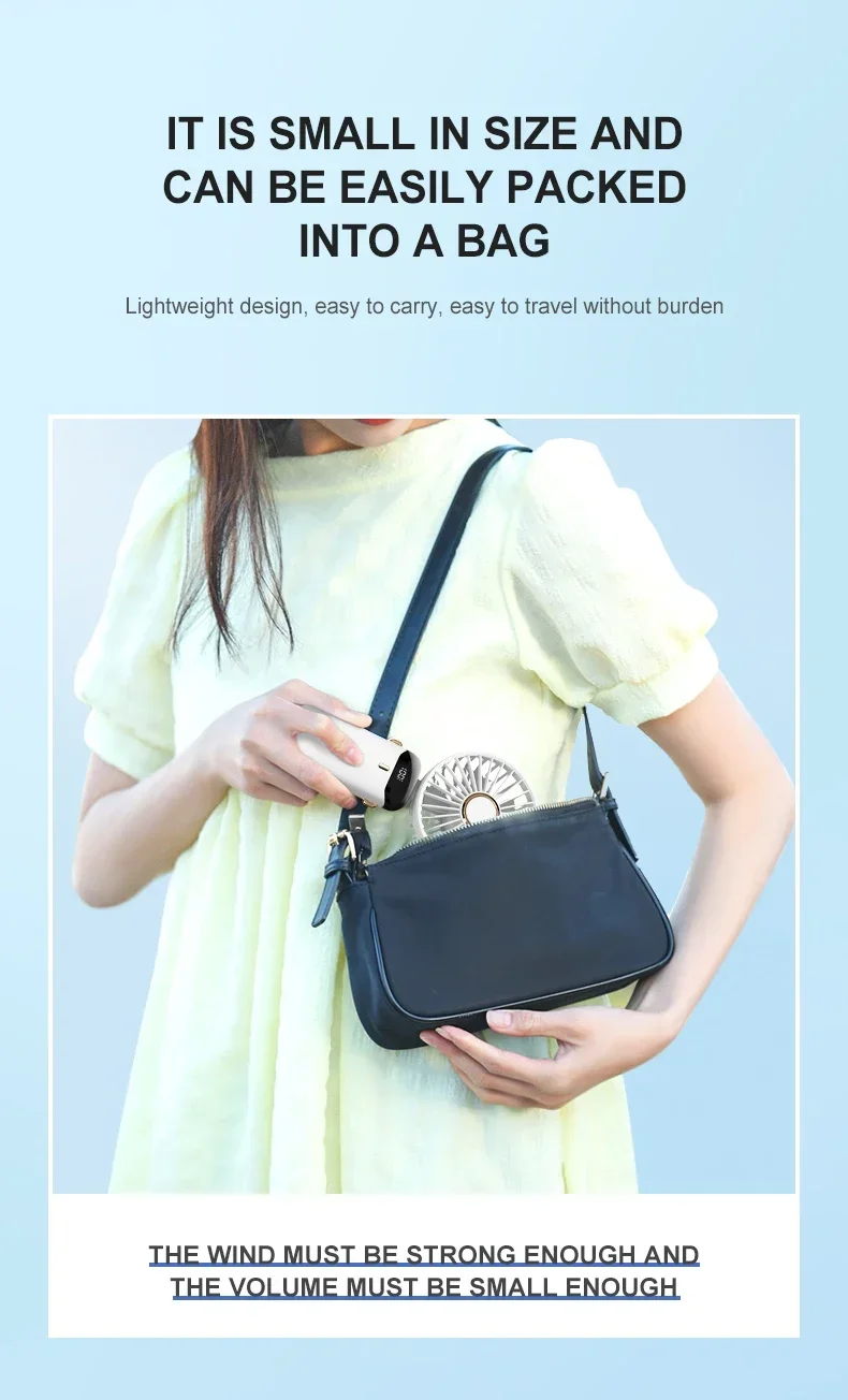 Handheld Mini Fan Foldable Portable Neck Hanging Fans 5 Speed USB Rechargeable Fan with Phone Stand and Display Screen 1800mAh - Image 30