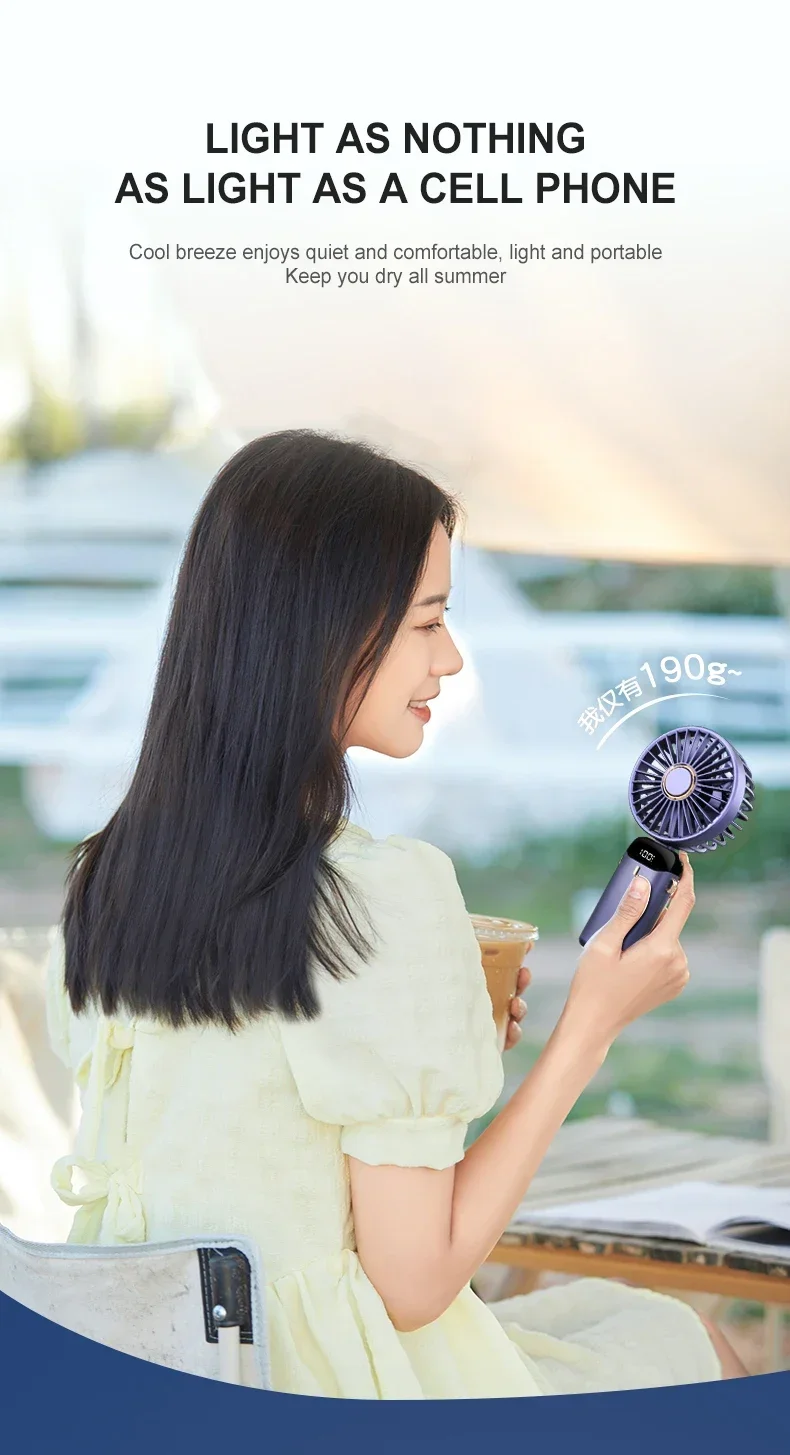 Handheld Mini Fan Foldable Portable Neck Hanging Fans 5 Speed USB Rechargeable Fan with Phone Stand and Display Screen 1800mAh - Image 28